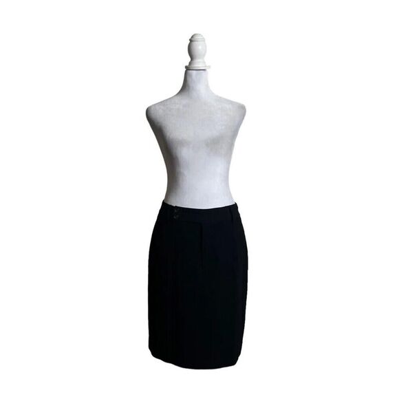 Vertigo Paris Wool Blend Black Pencil Skirt Work Wear Formal Luxury Vintage US 8 - Picture 2 of 8
